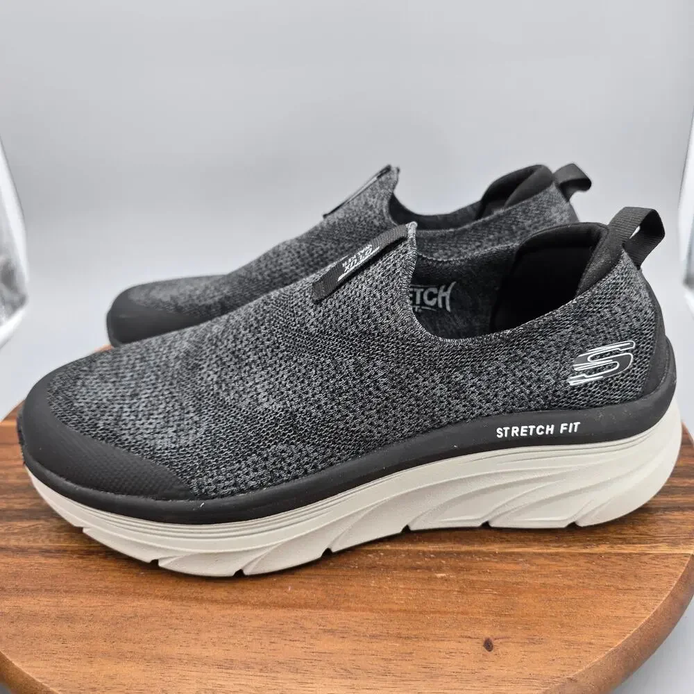 Skechers D Lux Walker Shoes Mens 10.5 4E Wide Black Gray Casual Walking Sneakers